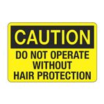 Caution Do Not Operate Without Hair Protection Decal
